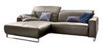 Ecksofa mit Sitztiefenverstellung YORK Armlehne davorstehend links - Ecke davorstehend links - Silber