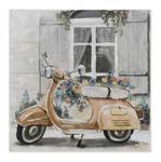 Tableau peint à la main Summer in Italy Gris - Bois massif - Textile - 60 x 60 x 4 cm