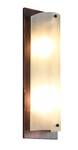Wandlampe Holz Braun mit Glasschirm 45cm Braun - Weiß - Glas - Massivholz - 14 x 45 x 10 cm
