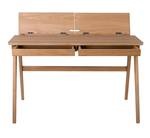 Bureau en chêne 2 tiroirs bois clair Marron - En partie en bois massif - 120 x 75 x 70 cm