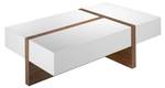 Table basse en bois blanc et noyer Marron - Blanc - Bois manufacturé - Bois massif - Bois/Imitation - 120 x 35 x 70 cm