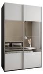 Armoire Lux 4 Noir - Argenté - Blanc - Largeur : 150 cm