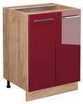 Meuble bas de cuisine Fame-Line 38326 Bordeaux brillant - Imitation chêne truffier de sonoma - 60 x 516 cm