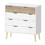 Commode Napoli Marron - Blanc - En partie en bois massif - 99 x 101 x 39 cm