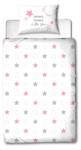 Babybettwäsche Sterne in Biber Grau - Pink - Weiß - Textil - 100 x 135 x 1 cm