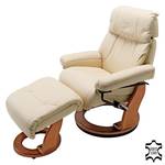 Relaxfauteuil Castell (met hocker) echt leer - crèmekleurig