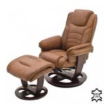 Relaxfauteuil Perkam (met hocker) bruin echt leer