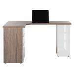 Bureau d'angle Samiera Imitation chêne foncé / Blanc brillant