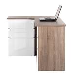 Bureau d'angle Samiera Imitation chêne foncé / Blanc brillant