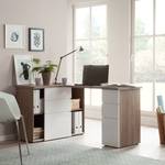 Hoekbureau Samiera Donker eikenhouten look/hoogglans wit