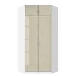 Armoire d'angle Celle Blanc alpin / Gris sable brillant