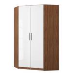 Armoire d’angle KiYDOO I Blanc brillant / Imitation chêne de Stirling - Hauteur : 197 cm