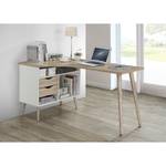 Hoekbureau Sunndal deels massief rubberboomhout - eikenhouten look/wit - Eikenhouten look/wit