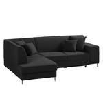 Ecksofa Abrigada (mit Schlaffunktion) Webstoff - Schwarz - Longchair davorstehend links