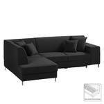 Ecksofa Abrigada (mit Schlaffunktion) Webstoff - Schwarz - Longchair davorstehend links