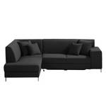 Ecksofa Abrigada (mit Schlaffunktion) Webstoff - Schwarz - Longchair davorstehend links