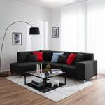 Ecksofa Abrigada (mit Schlaffunktion) Webstoff - Schwarz - Longchair davorstehend links