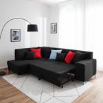 Ecksofa Abrigada (mit Schlaffunktion) Webstoff - Schwarz - Longchair davorstehend links