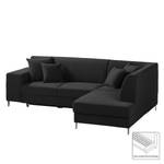 Ecksofa Abrigada (mit Schlaffunktion) Webstoff - Schwarz - Longchair davorstehend rechts