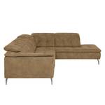 Ecksofa Aden Microfaser Longchair/Ottomane davorstehend rechts - Braun