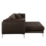 Ecksofa Agueada IV Kunstleder / Webstoff Braun - Longchair davorstehend links