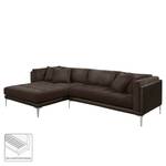 Ecksofa Agueada IV Kunstleder / Webstoff Braun - Longchair davorstehend links