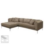 Ecksofa Agueada IV Kunstleder / Webstoff Latte Macchiato - Longchair davorstehend links