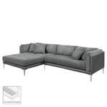 Ecksofa Agueada IV Kunstleder / Webstoff Platin - Longchair davorstehend links