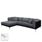 Ecksofa Agueada IV Kunstleder / Webstoff Schwarz / Grau - Longchair davorstehend links