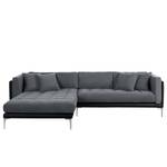 Ecksofa Agueada IV Kunstleder / Webstoff Schwarz / Grau - Longchair davorstehend links