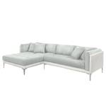 Ecksofa Agueada IV Kunstleder / Webstoff Weiß / Silber - Longchair davorstehend links