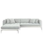 Ecksofa Agueada IV Kunstleder / Webstoff Weiß / Silber - Longchair davorstehend links