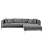 Ecksofa Agueada IV Kunstleder / Webstoff Platin - Longchair davorstehend rechts