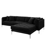 Ecksofa Agueada IV Kunstleder / Webstoff Schwarz - Longchair davorstehend rechts