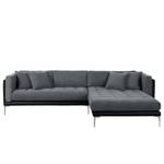 Ecksofa Agueada IV Kunstleder / Webstoff Schwarz / Grau - Longchair davorstehend rechts