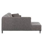 Ecksofa Almeirim Strukturstoff Braungrau Longchair davorstehend links