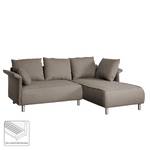 Ecksofa Ambesia Strukturstoff Longchair beidseitig montierbar - Cappuccino - Ohne Hocker