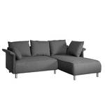 Ecksofa Ambesia Strukturstoff Longchair beidseitig montierbar - Dunkelgrau - Ohne Hocker