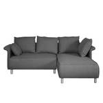 Ecksofa Ambesia Strukturstoff Longchair beidseitig montierbar - Dunkelgrau - Ohne Hocker