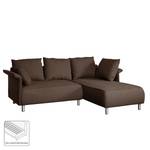 Ecksofa Ambesia Strukturstoff Longchair beidseitig montierbar - Havanna - Ohne Hocker