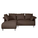 Ecksofa Ambesia Strukturstoff Longchair beidseitig montierbar - Havanna - Ohne Hocker