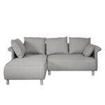 Ecksofa Ambesia Strukturstoff Longchair beidseitig montierbar - Platin - Ohne Hocker