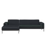 Ecksofa Ampio Duo I Webstoff Stoff Floreana: Anthrazit - Longchair davorstehend links - Grau