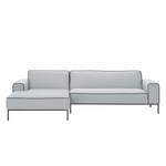 Ecksofa Ampio Duo I Webstoff Stoff Floreana: Hellgrau - Longchair davorstehend links - Grau