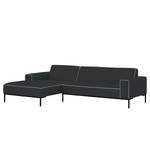 Ecksofa Ampio Duo I Webstoff Stoff Floreana: Anthrazit - Longchair davorstehend links - Schwarz