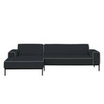 Ecksofa Ampio Duo I Webstoff Stoff Floreana: Anthrazit - Longchair davorstehend links - Schwarz