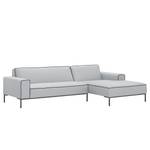 Ecksofa Ampio Duo I Webstoff Stoff Floreana: Hellgrau - Longchair davorstehend rechts - Grau