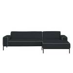 Ecksofa Ampio Duo I Webstoff Stoff Floreana: Anthrazit - Longchair davorstehend rechts - Schwarz