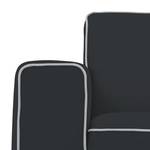 Ecksofa Ampio Duo I Webstoff Stoff Floreana: Anthrazit - Longchair davorstehend rechts - Schwarz