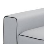 Ecksofa Ampio Duo I Webstoff Stoff Floreana: Hellgrau - Longchair davorstehend rechts - Schwarz